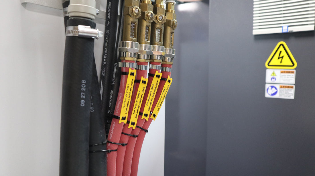 Fox-Flo Low Smoke Zero halogen UV Stable, Plenum tested Tie-on Zip Tie Cable Labels and Wire markers 