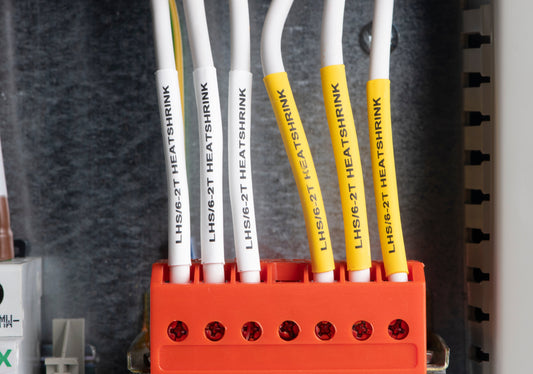 heatshrink wiring labels and wire markers in an electrical environment