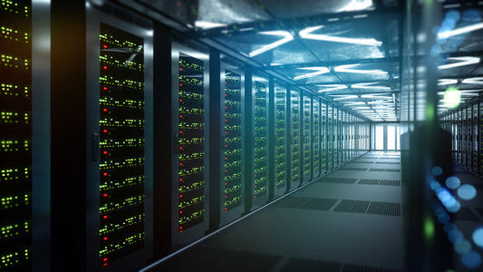 Data center labeled with cable labels and wire markers  and patch panel labels 